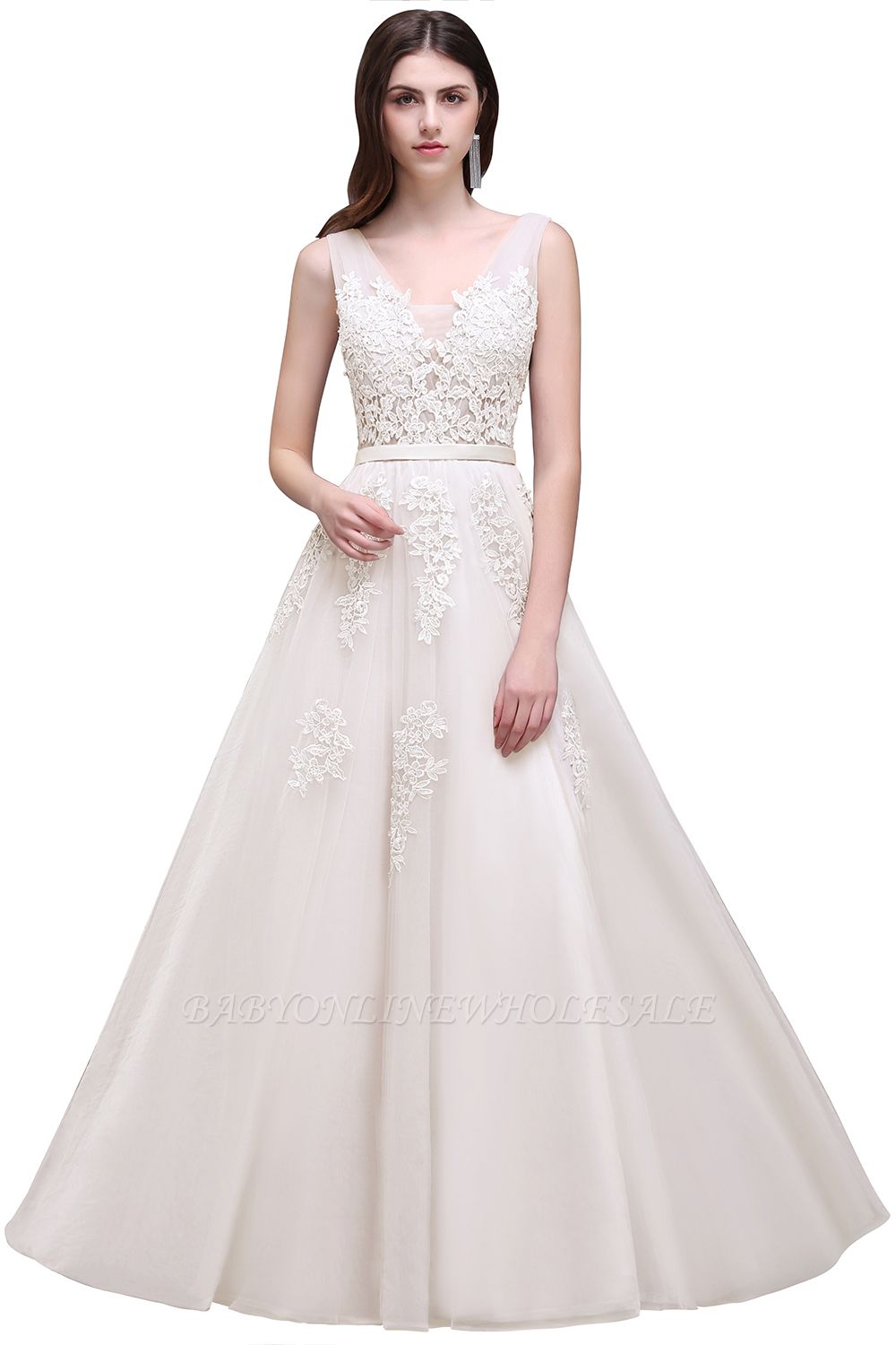 ADDYSON | Платье для невесты с тюльпанами длиной до пола с аппликациями