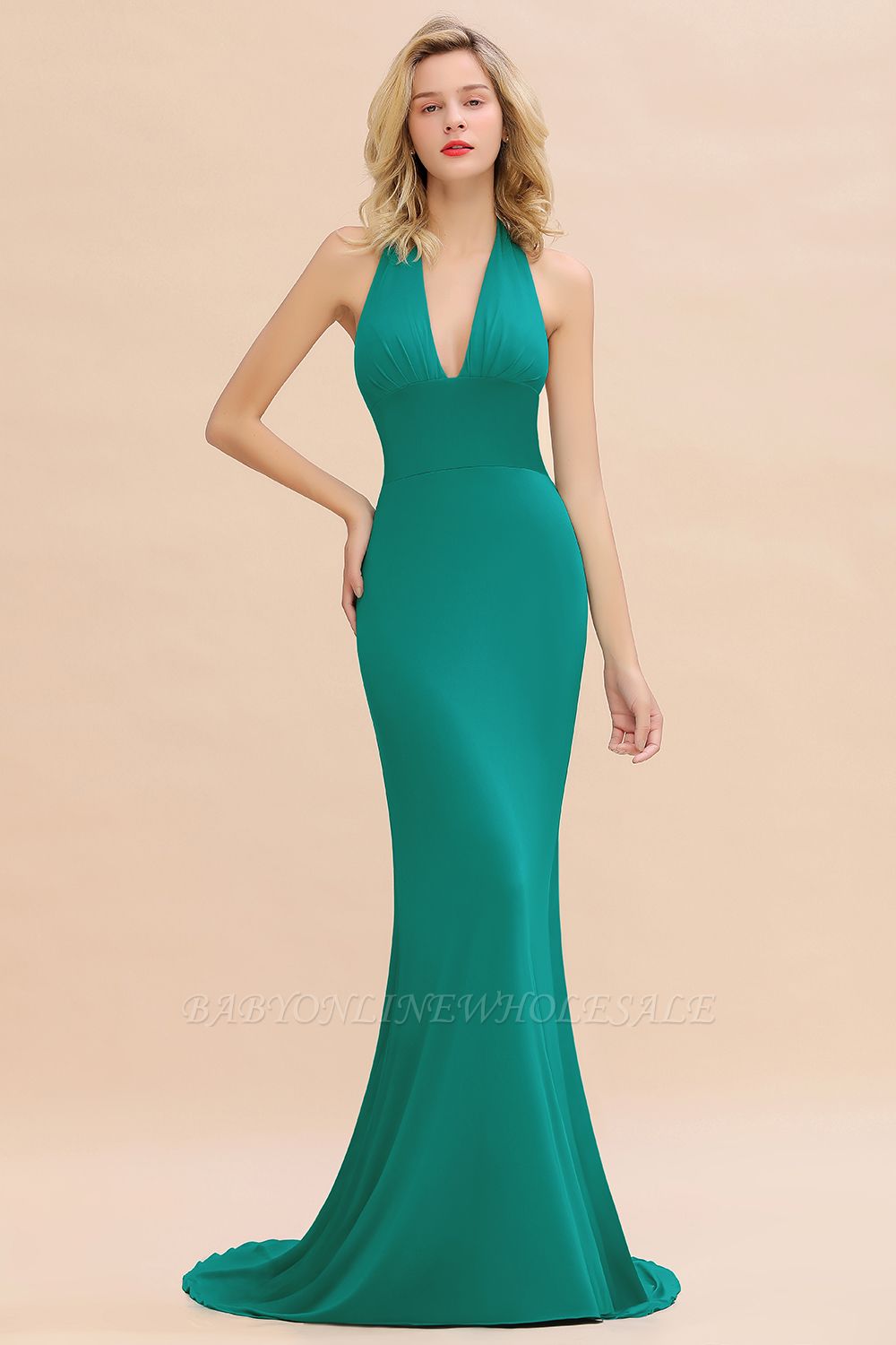 Elegant Mermaid Halter Pool Bridesmaid Dress Online