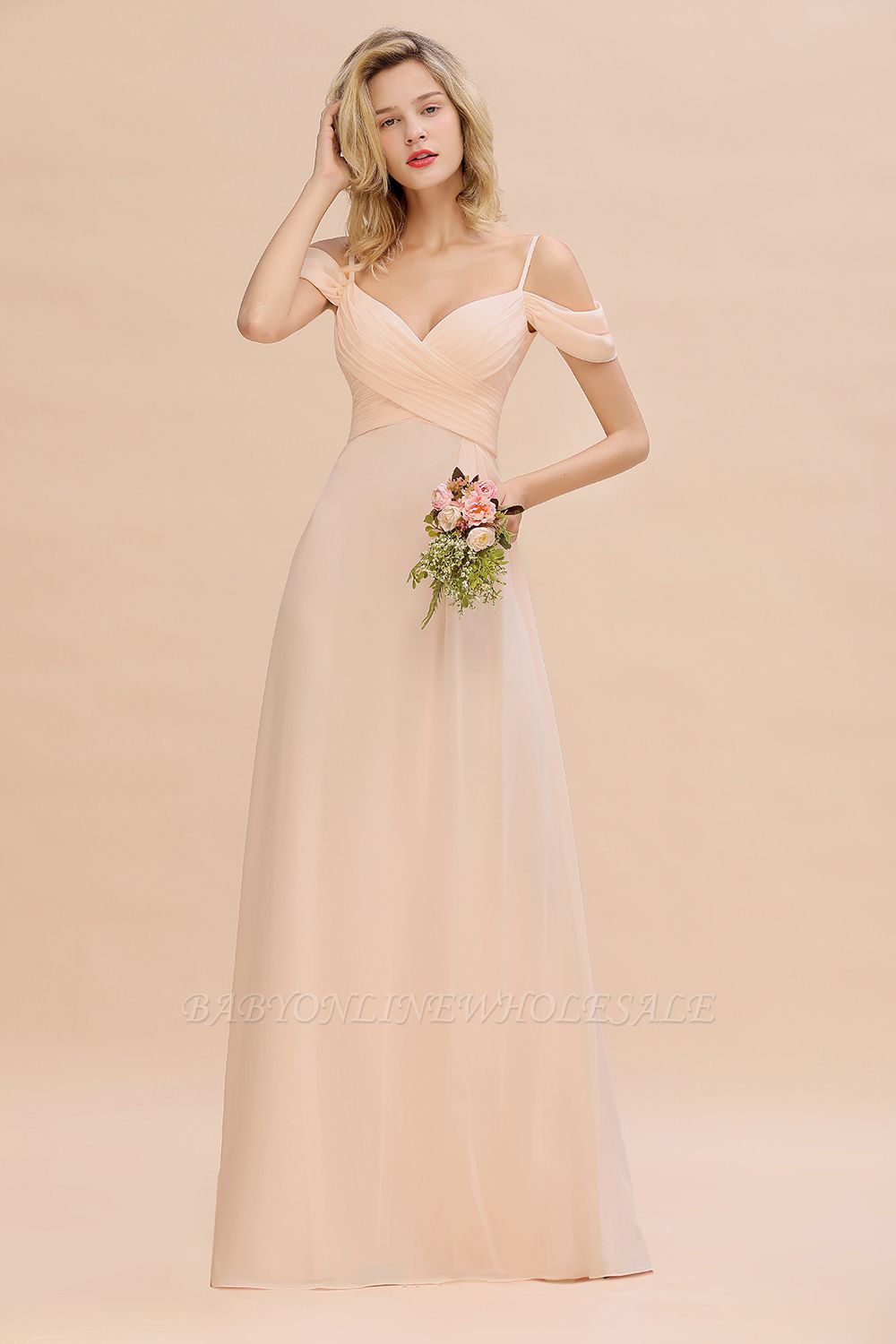 Spaghetti Straps Sweetheart Ruffles Bridesmaid Dress | Evening Dresses Online