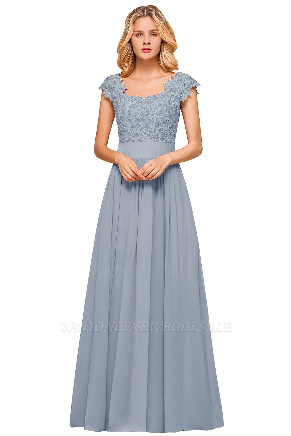 Burgunder Flügelärmel Spitze Abendkleider mit Applikationen | Günstige Chiffon Langes Kleid für die Brautmutter