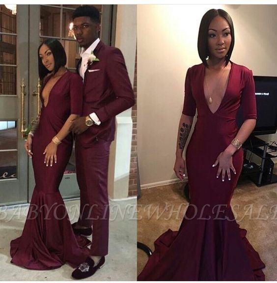 burgundy and black prom dress