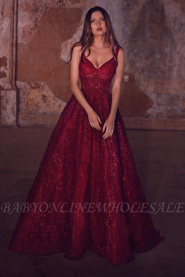 Темно-красное вечернее платье с блестками и пайетками Aline