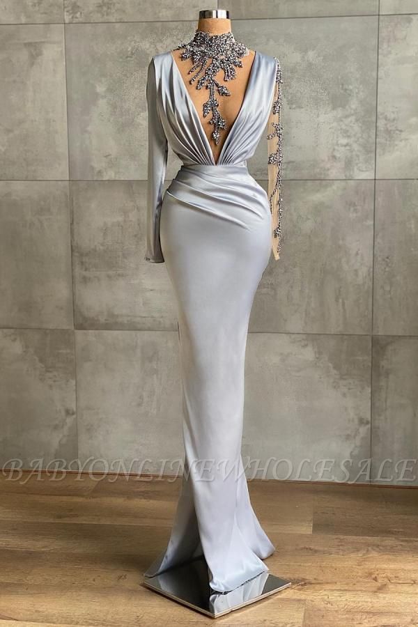 Сексуальное платье выпускного вечера русалки с глубоким v-образным вырезом и 3D цветочными аппликациями