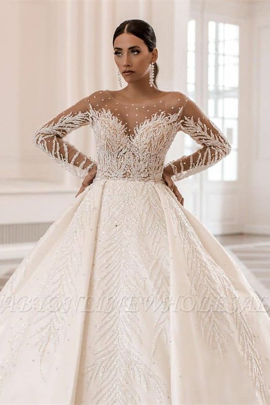 Luxus Long Sleeves A Line Wedding Dresses Bridal Gowns ...