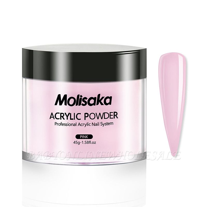 Molisaka Pink Acrylic Powder for Nails | Professional Acrylic Nail Powder | Lasting Acrylic Powder for Extension French Nail Art (1.58oz)
