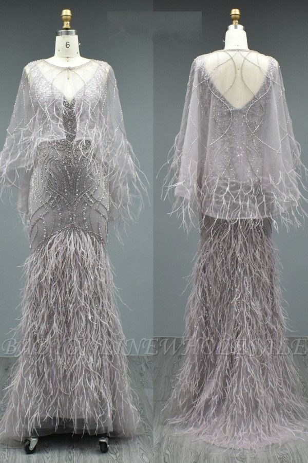 Роскошные арабские вечерние платья русалки с V-образным вырезом и перьями