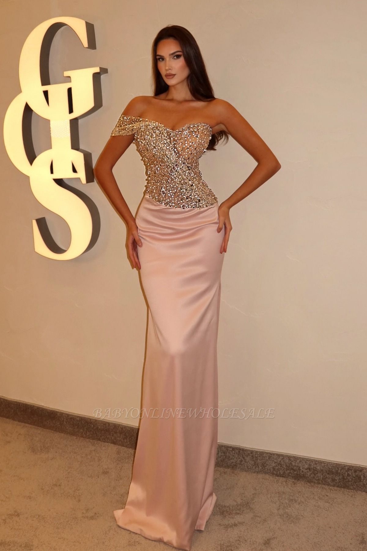 One Shoulder Crystal Detailing Mermaid Prom Dresses Floor-length