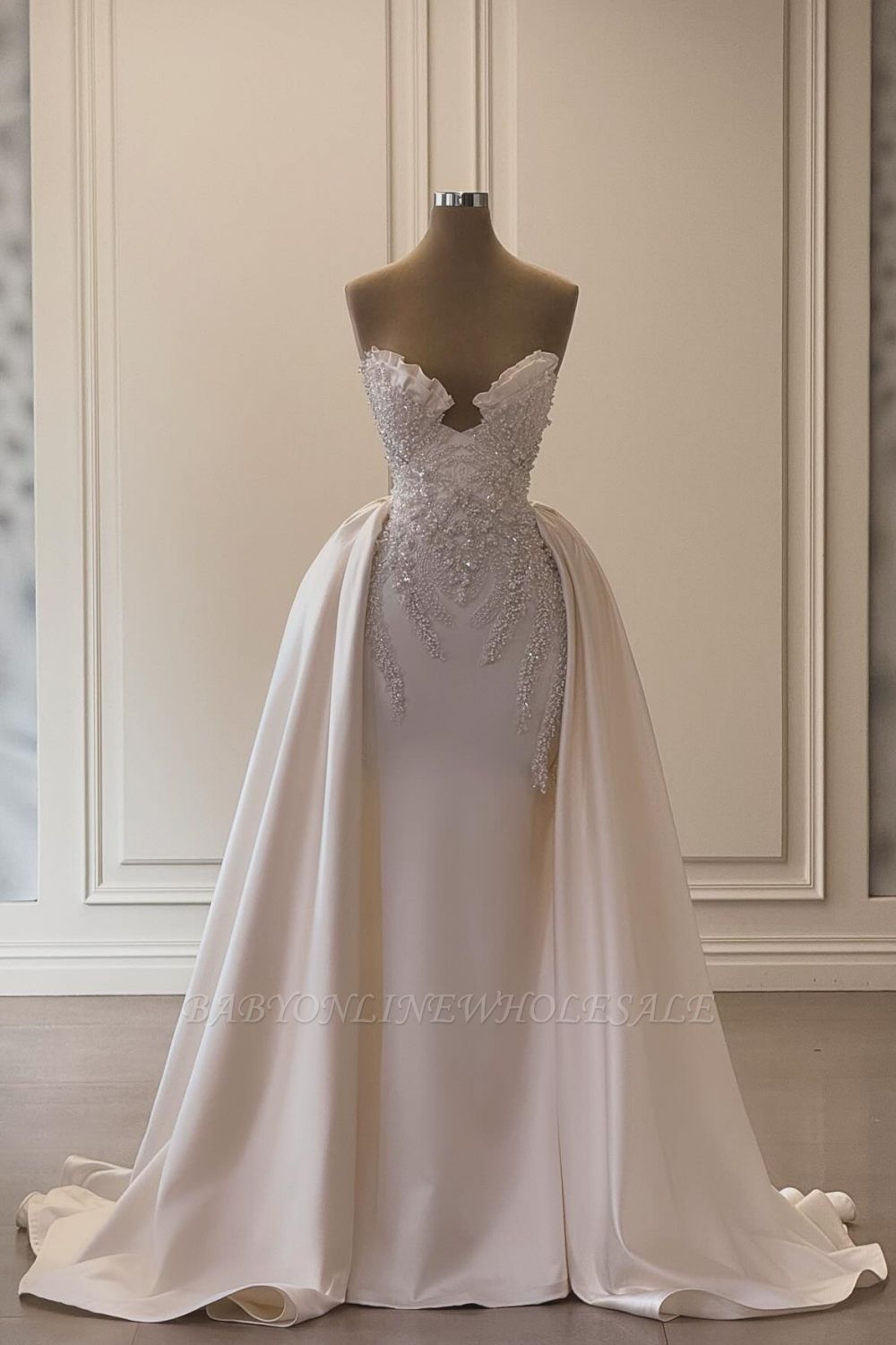 Unique Strapless Beading Floor-length Mermaid Prom Dresses
