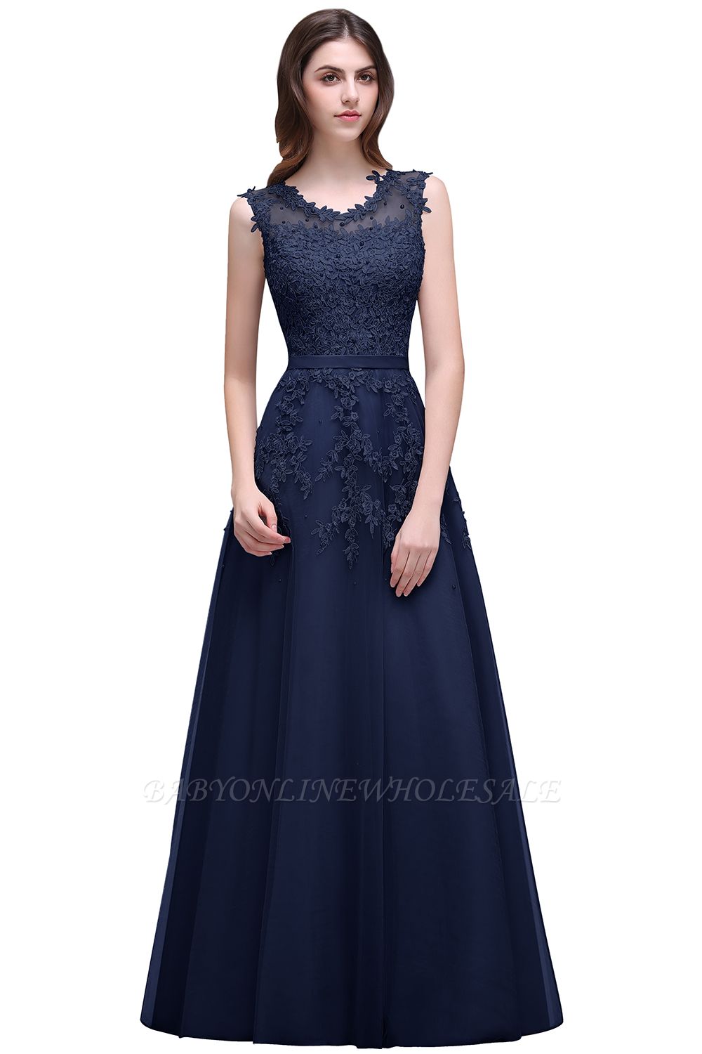 ADDILYN | A-line Floor-length Tulle Prom Dress with Appliques
