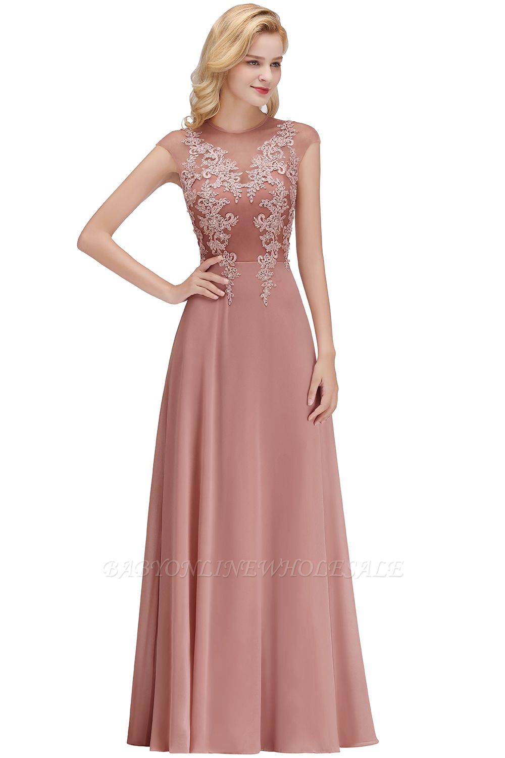Cap Sleeve Lace Appliques Beads Slim A-line Evening Prom Dress for Women