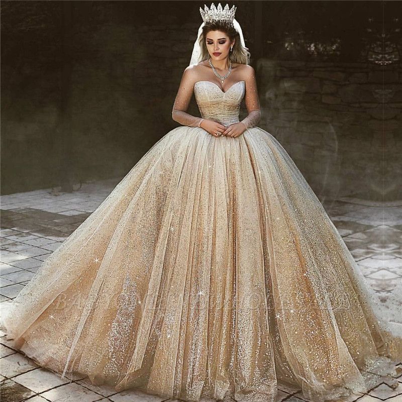 Luxury Champagne Gold Wedding Dresses 