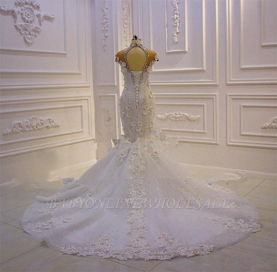 Delicate Sleeveless Beading Sheer Tulle Appliques Mermaid Sparkling ...