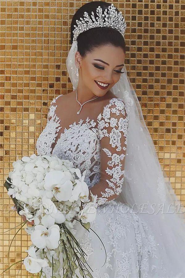 Luxury Beaded Lace Mermaid Wedding Dresses With Sleeves Sheer