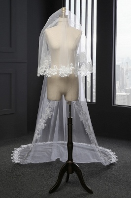 Elegantes apliques de tul con borde de encaje Guantes de boda