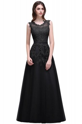 ADDILYN | A-Linie bodenlanges Tüll Abiballkleid mit Applikationen_6