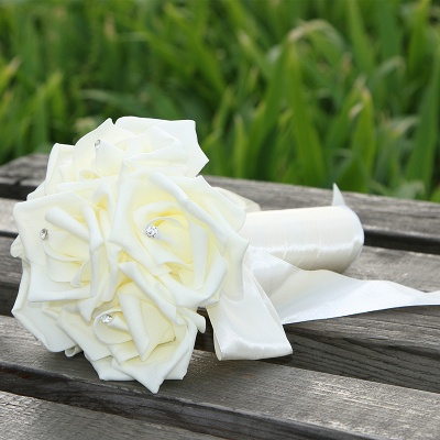 Bouquet de mariée en soie rose simple en plusieurs couleurs_2