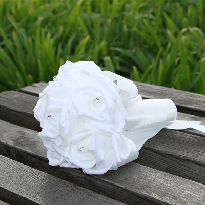 Bouquet de mariée en soie rose simple en plusieurs couleurs_1