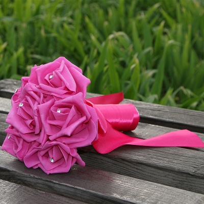 Bouquet de mariée en soie rose simple en plusieurs couleurs_6