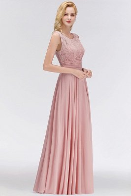 Lace Gorgeous Scoop Sleeveless Floor-Length Long Chiffon Bridesmaid Dress_2
