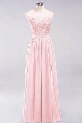 A-line Chiffon Lace Jewel Sleeveless Floor-Length Bridesmaid Dresses with Appliques_3