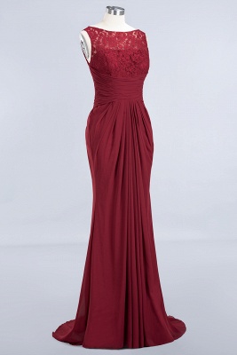 Elegant A-Line Burgundy Chiffon Lace Scoop Sleeveless Ruffles Floor-Length Bridesmaid Dresses_9