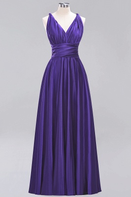Simple A-Line V-Neck Sleeveless Floor Length Convertible Bridesmaid Dress with Ruffles_18