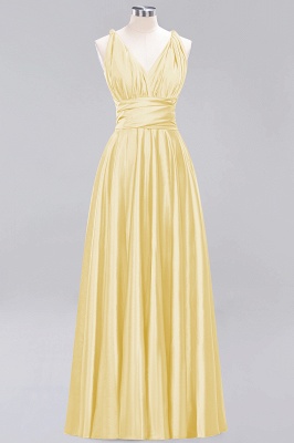 Simple A-Line V-Neck Sleeveless Floor Length Convertible Bridesmaid Dress with Ruffles_17
