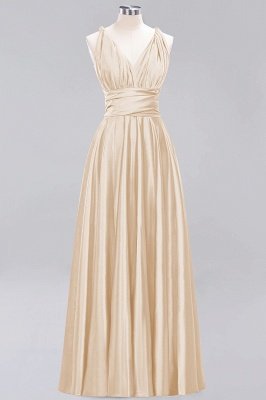 Simple A-Line V-Neck Sleeveless Floor Length Convertible Bridesmaid Dress with Ruffles_14