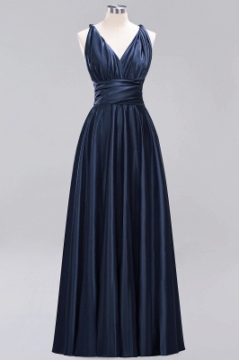 Simple A-Line V-Neck Sleeveless Floor Length Convertible Bridesmaid Dress with Ruffles_27