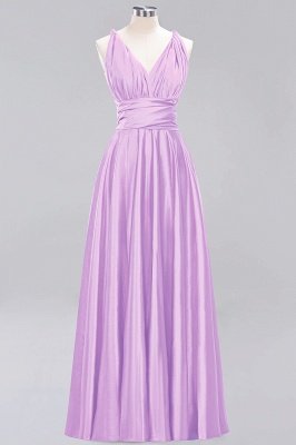 Simple A-Line V-Neck Sleeveless Floor Length Convertible Bridesmaid Dress with Ruffles_20