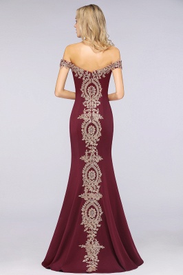 Simple Off-the-shoulder Burgundy Formal Dress with Lace Appliques_34