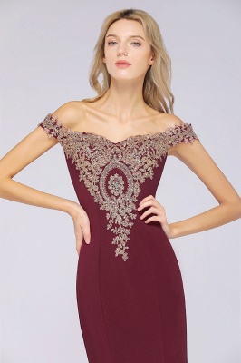 Simple Off-the-shoulder Burgundy Formal Dress with Lace Appliques_32