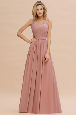 Wunderschöne lange Abendkleider mit V-Ausschnitt und weichen Falten | Sexy ärmelloses V-Rücken Dusty Pink Womens Dress für Prom_14