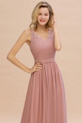 Красивые V-образным вырезом Длинные вечерние платья с мягкими складками | Сексуальное платье без рукавов с V-образным вырезом в розовом платье для выпускного вечера_10