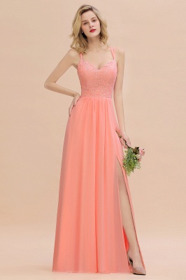 Sweetheart Aline Lace Party Dress Sleeveless Bridesmaid Dress with Side Slit_51
