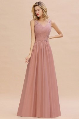 Wunderschöne lange Abendkleider mit V-Ausschnitt und weichen Falten | Sexy ärmelloses V-Rücken Dusty Pink Womens Dress für Prom_12
