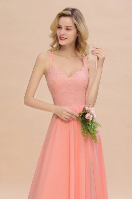 Sweetheart Aline Lace Party Dress Sleeveless Bridesmaid Dress with Side Slit_57