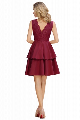 Sexy V-neck V-back Knee Length Homecoming Dresses with Ruffle Skirt | Burgundy, Navy, Pink Dress for Homecoming_10