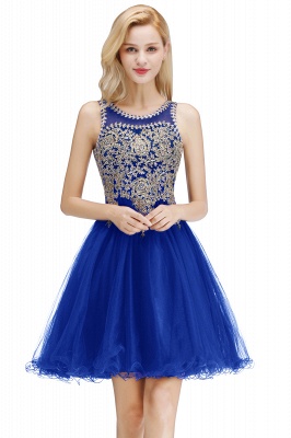 Cute Crew Neck Puffy Homecoming Dresses with Lace Appliques | Beaded ...