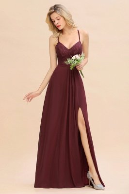 Lace Spaghetti Straps A-Line Bridesmaid Dresses Online_3