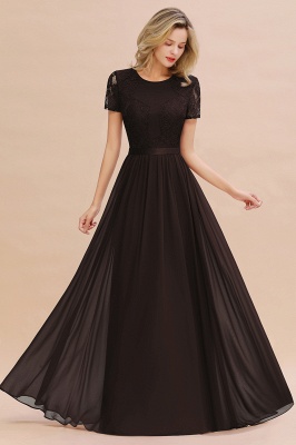 Retro Chiffon Lace Scoop Short-Sleeves Online Bridesmaid Dress_11