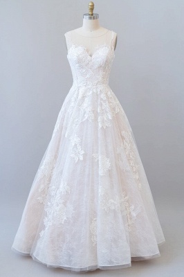 Vestido de noiva branco com corte em A e renda princesa_1