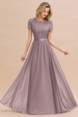 Retro Chiffon Lace Scoop Short-Sleeves Online Bridesmaid Dress_37