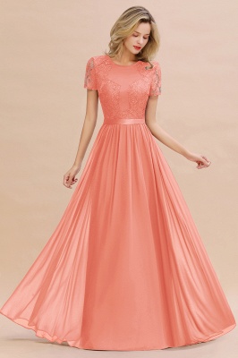 Retro Chiffon Lace Scoop Short-Sleeves Online Bridesmaid Dress_45