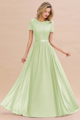 Retro Chiffon Lace Scoop Short-Sleeves Online Bridesmaid Dress_35
