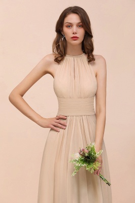 Halter Aline Soft Chiffon Bridesmaid Dress Long Wedding Party Dress_9
