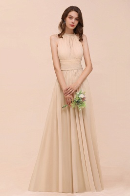 Halter Aline Soft Chiffon Bridesmaid Dress Long Wedding Party Dress_5