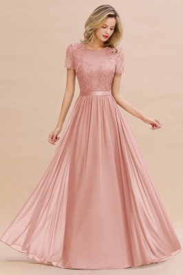 Retro Chiffon Lace Scoop Short-Sleeves Online Bridesmaid Dress_50