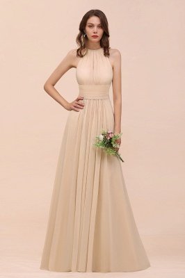 Halter Aline Soft Chiffon Bridesmaid Dress Long Wedding Party Dress_1
