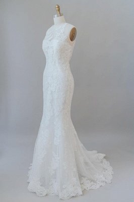 Hochgeschlossene Brautkleider im Meerjungfrau-Stil aus weißer Spitze_4
